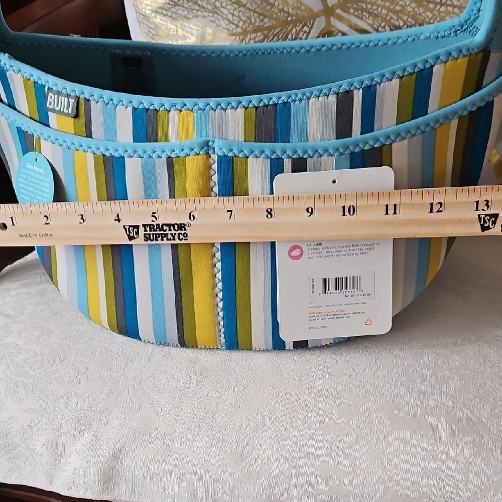 Blue and Yellow Oval Bag with Sturdy Handles